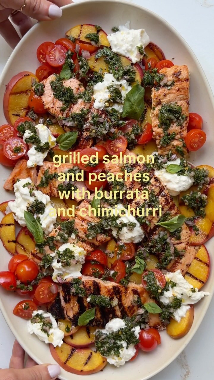 kalememaybe 게시물 이미지: grilled salmon and peaches with cherry...
