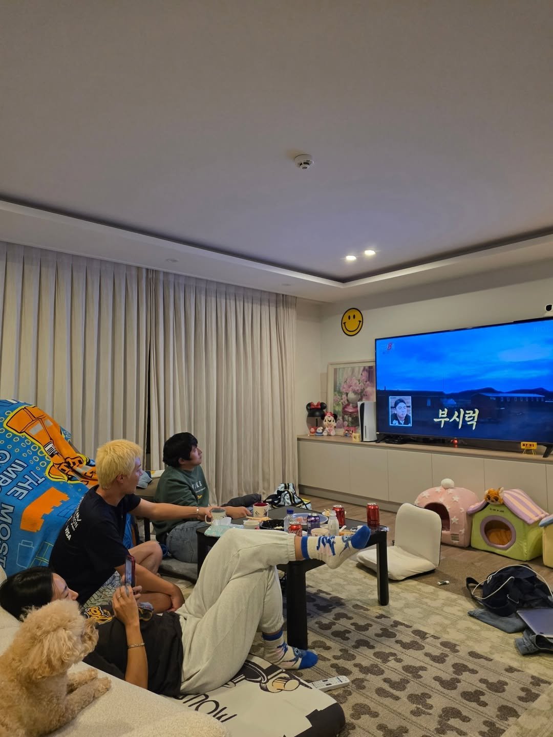 Photo shared by 강남 カンナム KANGNAM on January 18, 2026 tagging @sanghwazz, and @khmnim1513. May be an image of television, lego, living room, indoors and text.