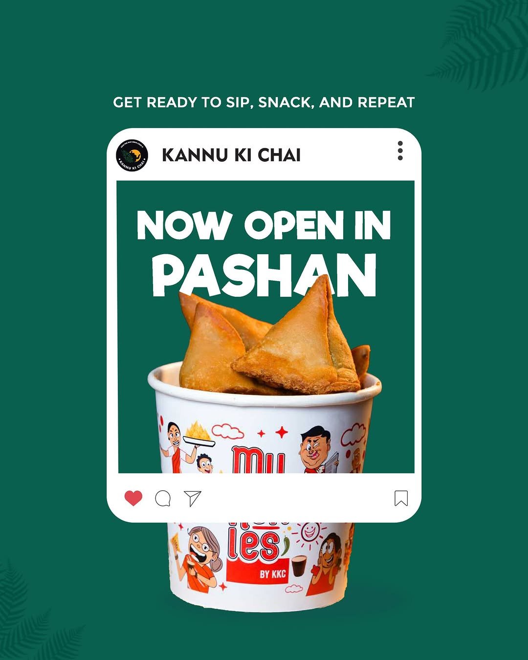 Photo by Kannu Ki Chai (KKC) on August 05, 2025. May be an image of ice cream, turnover, icecream cone and text that says 'GET READY to SIP, SNACK, AND REPEAT KANNU KI CHAI NOW OPEN IN PASHAN mil les BY KKC KKC حس'.