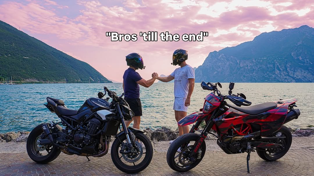 Photo shared by Karavasy on August 25, 2025 tagging @juloko.co. May be an image of 2 people, motorcycle, dirt bike, scooter, helmet and text.