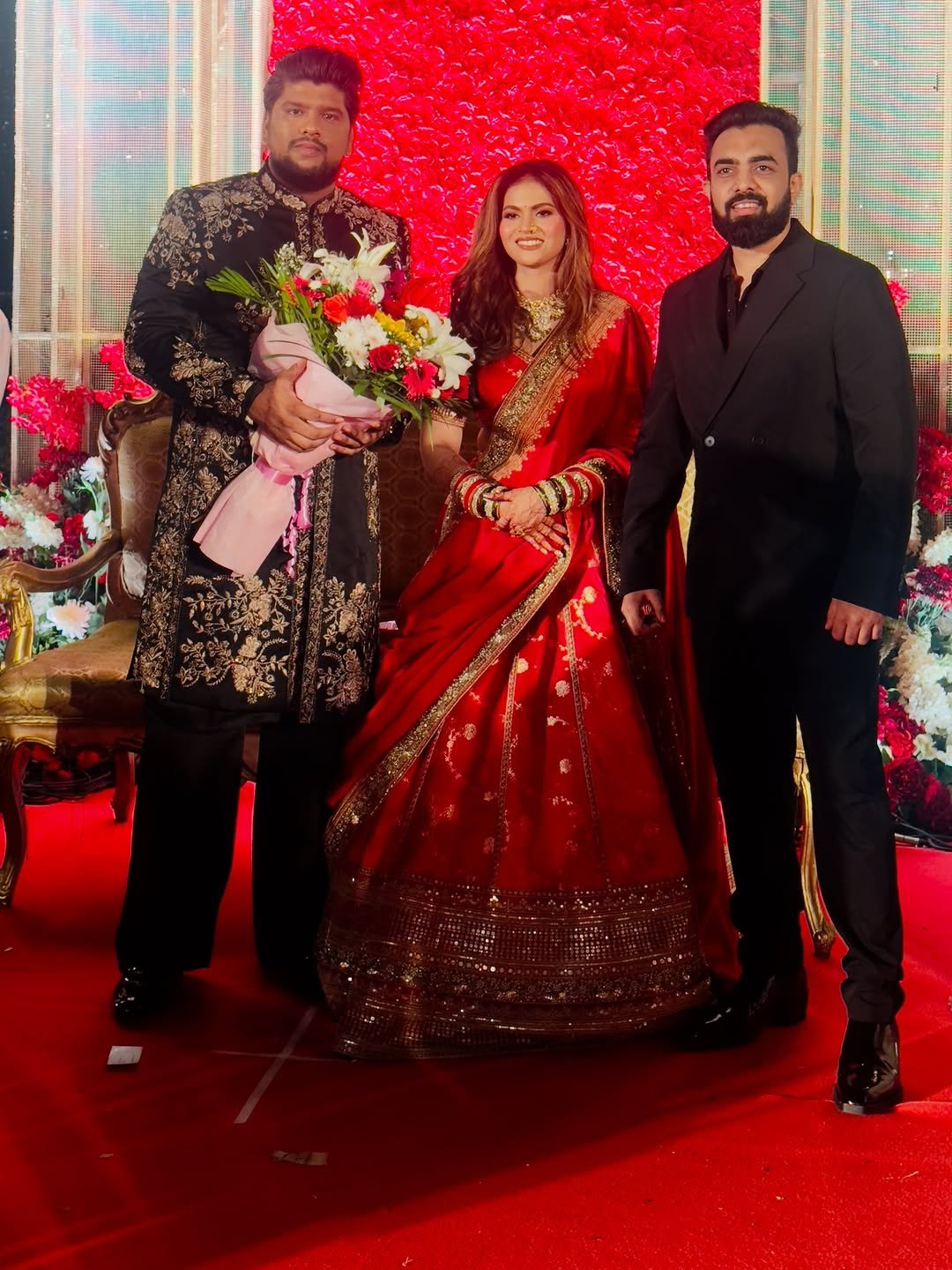 Photo shared by Kasim Dhamaskar on November 26, 2025 tagging @dhanashreerajanvichare, @siddheshsshinde, and @dilseds25. May be an image of wedding, dais and text.