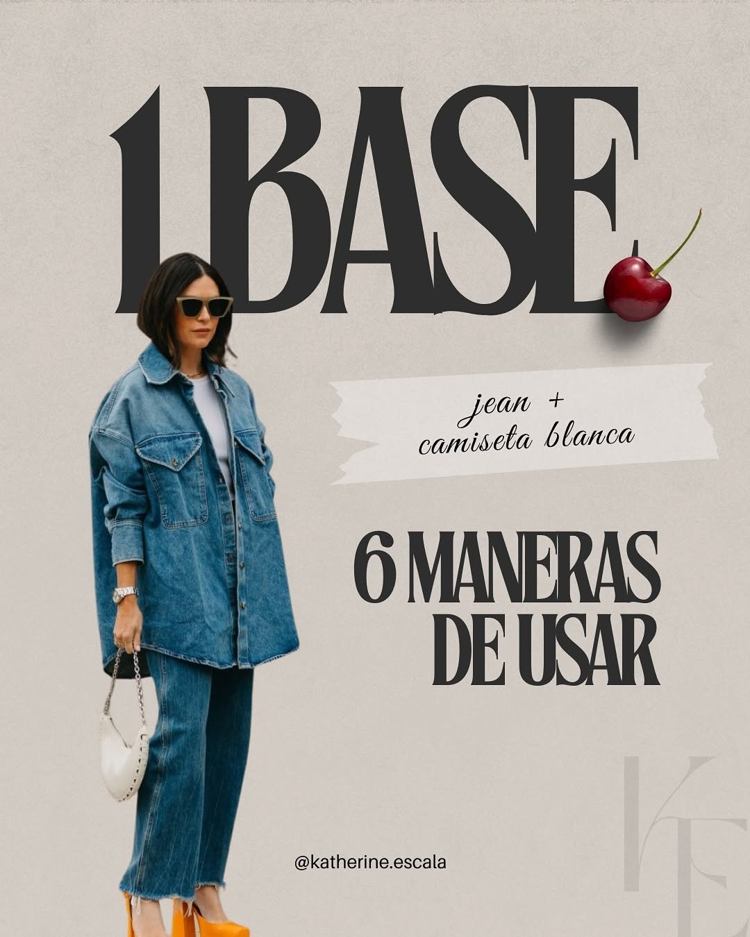 Photo by K a t h e r i n e  E s c a l a on September 21, 2025. May be an image of 1 person, poster, magazine, outerwear and text that says 'LBASF jean + camiseta blanca በ 6 6MANERAS DE USAR K @katherine.escala'.