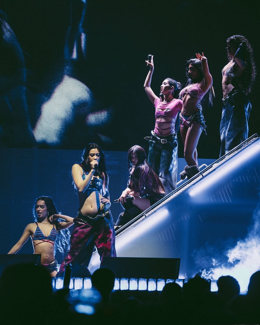 Photo by KATSEYE on December 02, 2025. May be an image of dancing, crowd, concert and text.