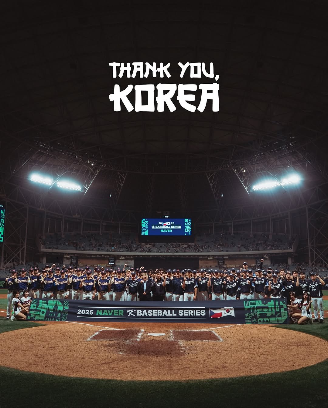 Photo shared by Baseball Czech on November 09, 2025 tagging @kbo.official. May be an image of baseball, poster, crowd, stadium and text.