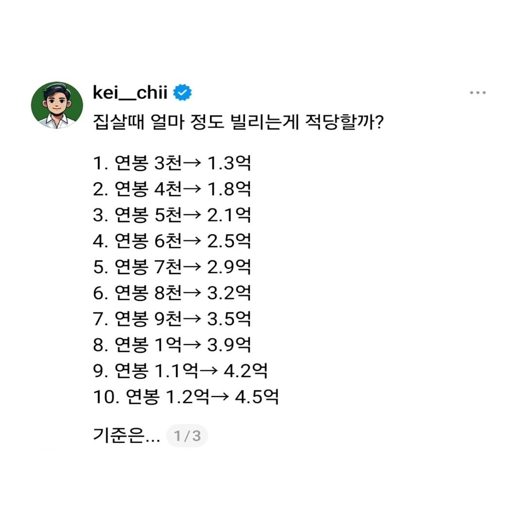 kei__chii 게시물 이미지: 집살때 얼마 빌리는게 적당할까?🤔
#부동산 #부동산대출