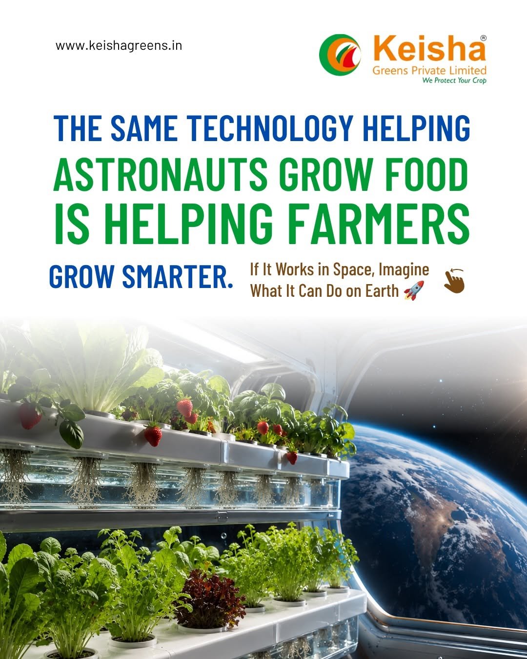🚀 NASA grows food in space using hydroponics. 

A technology designed to thrive in one of the most challenging environments has been helping shape the future of agriculture on Earth. 

📊 The numbers speak for themselves: 

→ Global hydroponics market valued at USD 5.0 Billion in 2023 
→ Projected to reach USD 10.98 Billion by 2030 
→ Growing at a CAGR of 12.4% 

Hydroponics is gaining momentum because it enables: 

→ Efficient water utilization 
→ Controlled growing environments 
→ Year-round cultivation 
→ Consistent crop quality 
→ Smarter resource management 

From space missions to modern farms, hydroponics is inspiring a new generation of agriculture powered by precision, efficiency, and innovation. 

🌱 At Keisha Greens, we bring advanced hydroponic and greenhouse solutions to help growers cultivate with confidence and grow with technology. 

#KeishaGreens #Hydroponics #SmartFarming #Agritech #FutureOfFarming