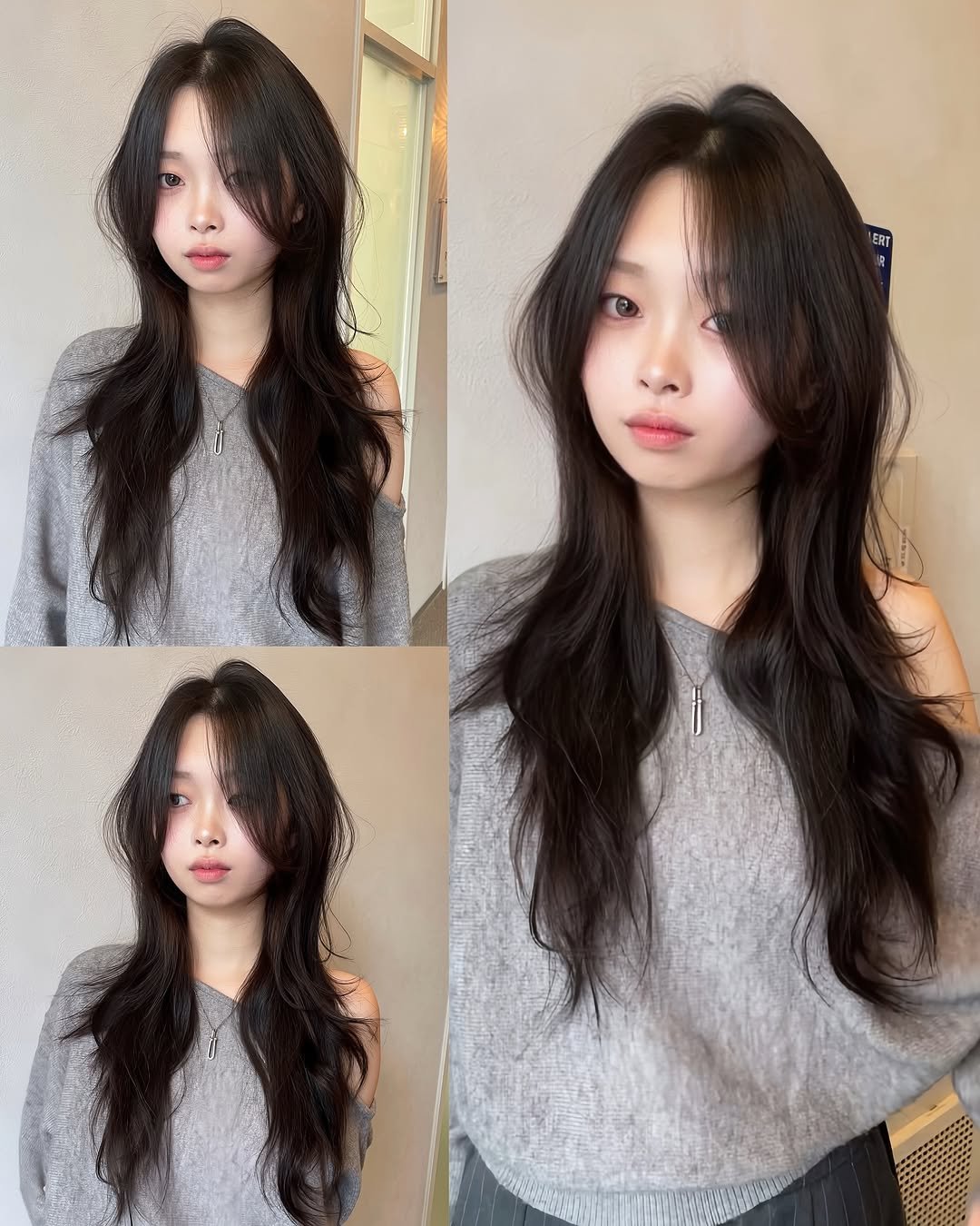 Photo by 南部圭佑/スリークレイヤー/ハッシュカット/レイヤーカット/ウルフカット/表参道/原宿 on November 08, 2025. May be an image of one or more people, bangs, long hair and text.