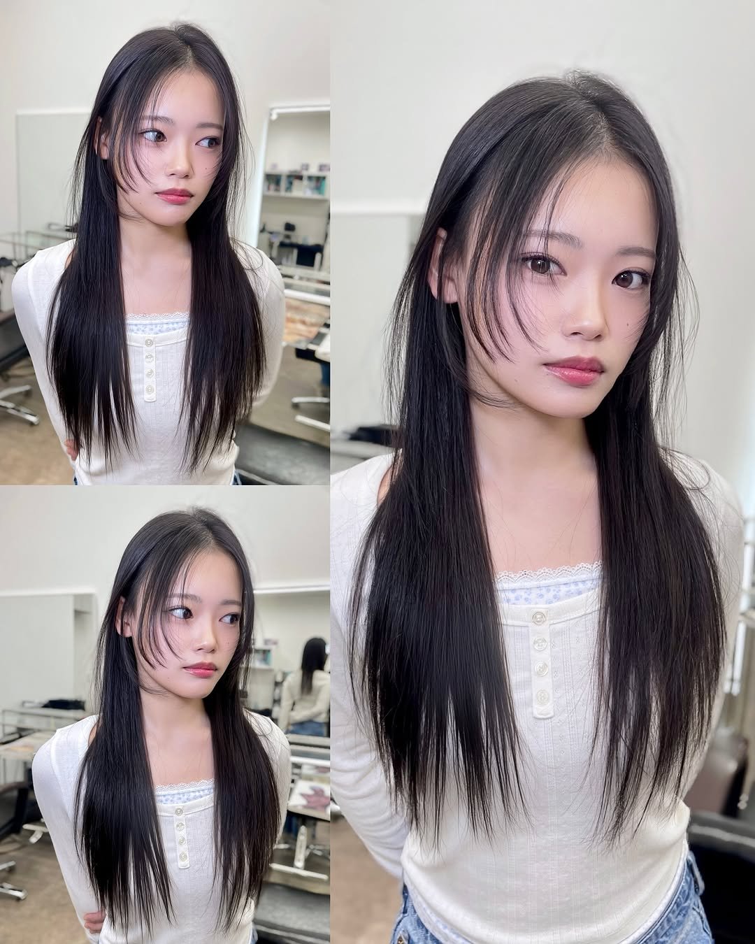 Photo by 南部圭佑/スリークレイヤー/ハッシュカット/レイヤーカット/ウルフカット/表参道/原宿 on November 10, 2025. May be an image of one or more people, braids, bangs, long hair and text.