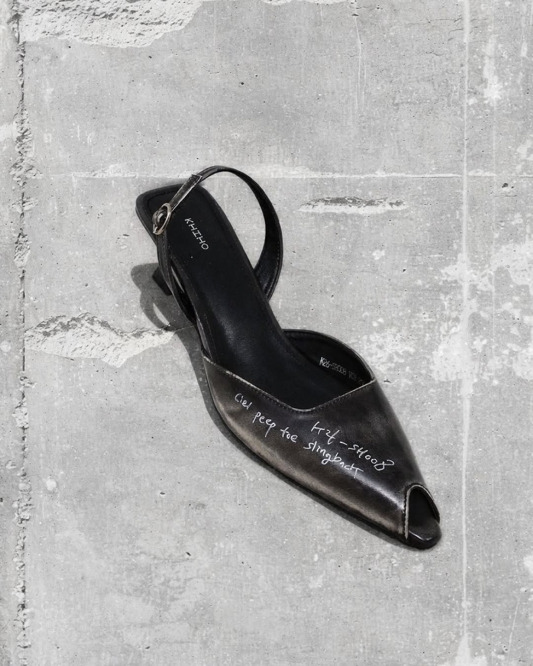 Photo by KHIHO on March 10, 2026. May be an image of leather, sandals, high-heeled shoes, slingback shoes, toecap shoes and text.
