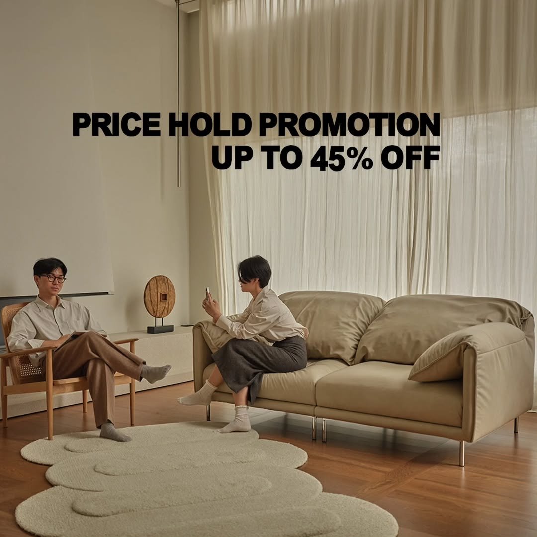 Photo by kikodesign on April 27, 2026. May be an image of sofa, armchair and text that says 'PRICEH OLDPROMOTION UP το UPTO45%OFF 45% OFF'.