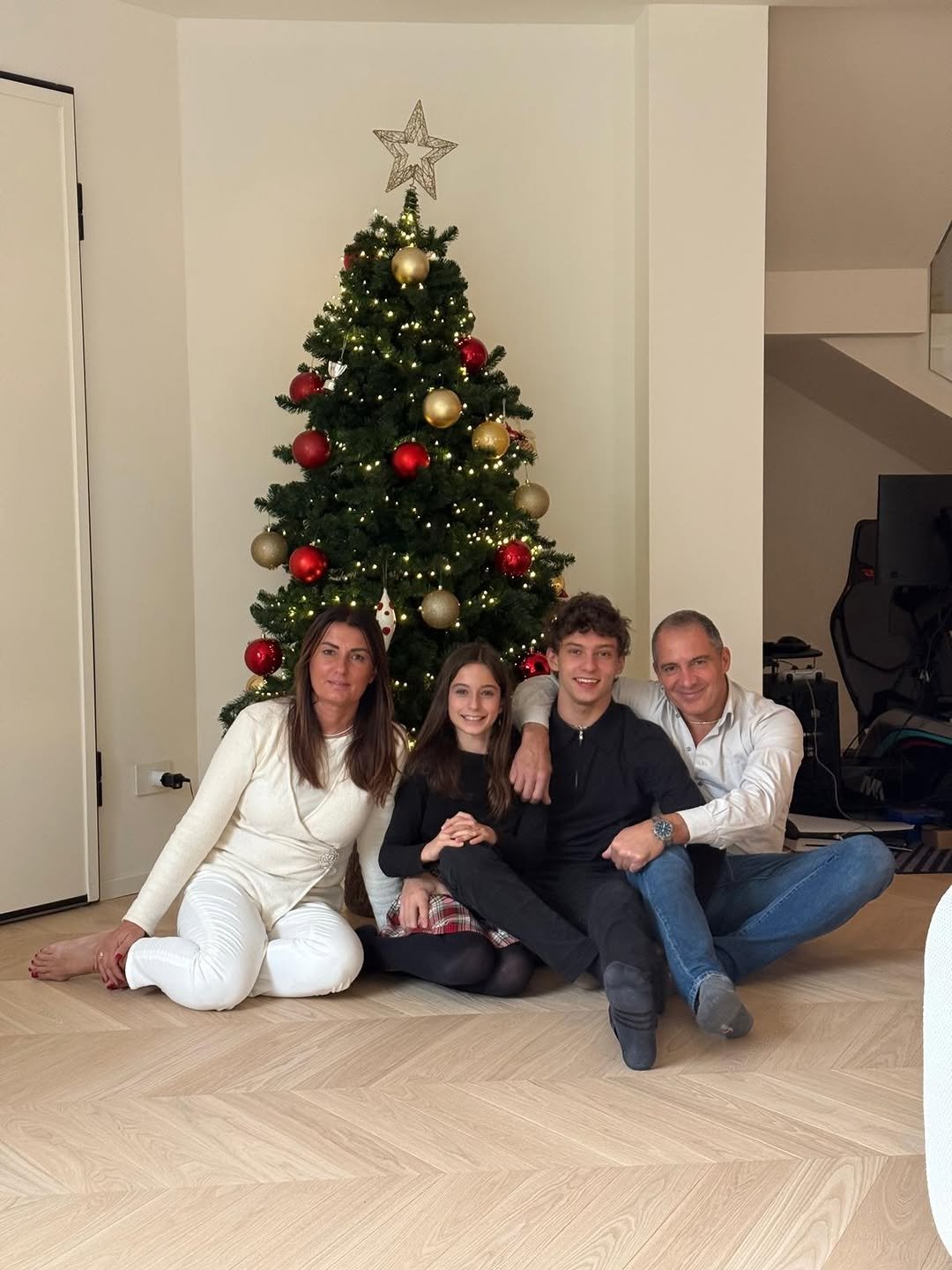 Photo by Andrea Kimi Antonelli on December 25, 2025. May be an image of christmas tree and text.