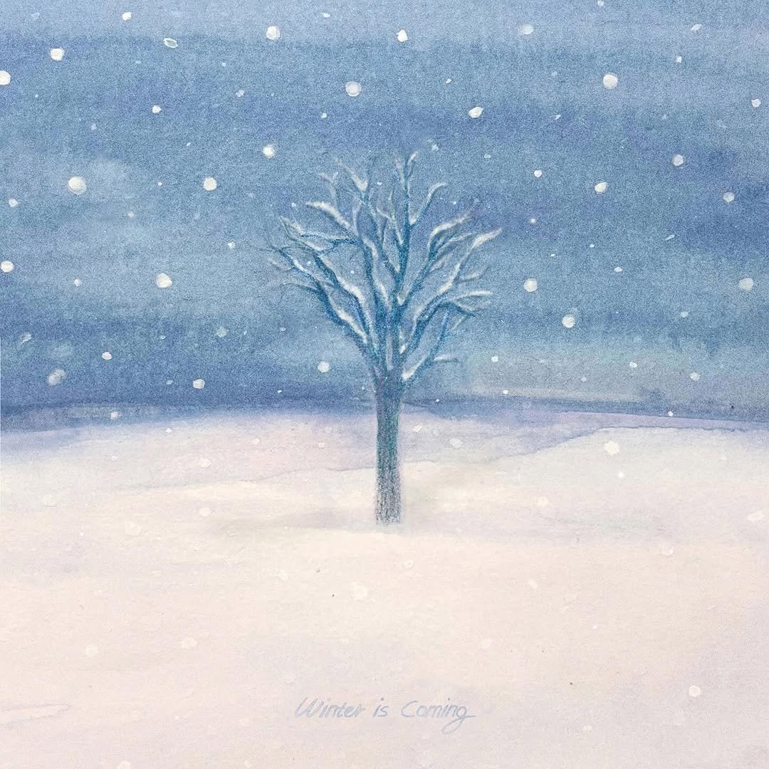 Photo shared by SUHO on November 02, 2025 tagging @kixoblue. May be an illustration of tree, snow and text.