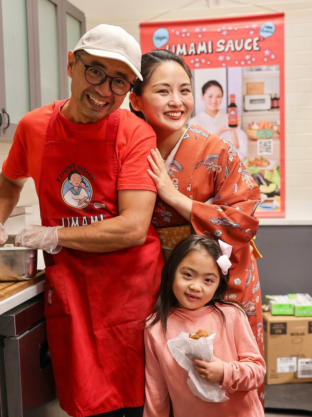 Photo shared by MOE／Kimono Mom on November 11, 2025 tagging @metmarket, and @umami_kimonomom. May be an image of one or more people, apron, sauce, condiment, spatula and text.