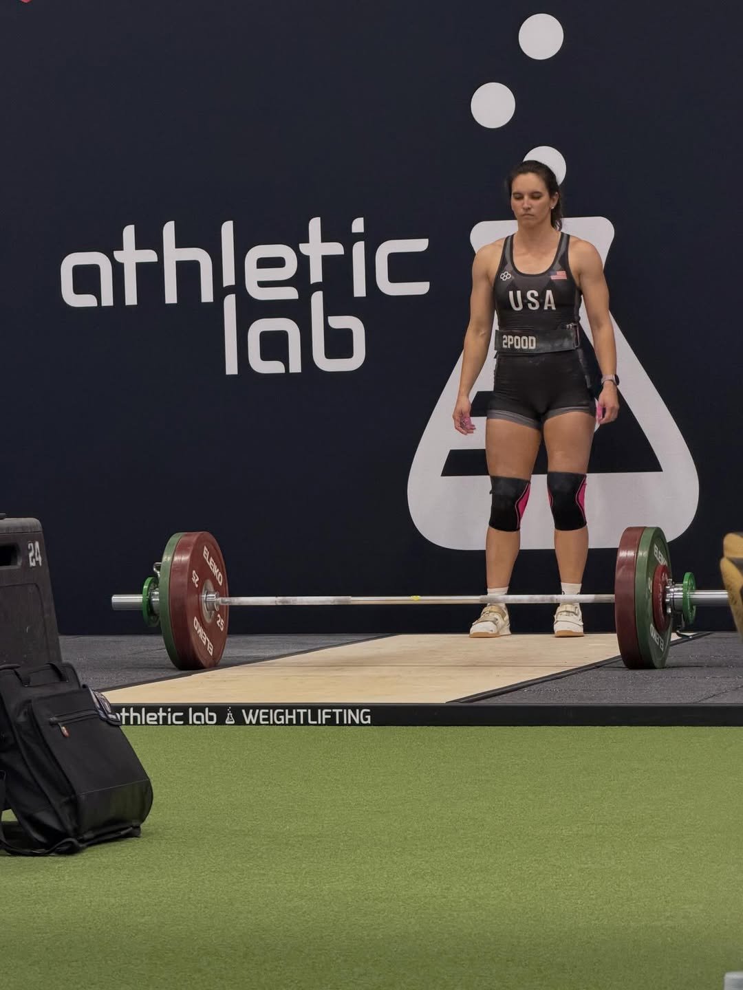 Photo by Kim DeKrey on March 23, 2026. May be an image of ‎barbell and ‎text that says '‎៥ង USA athletic حاها 2POOD 番車 -thletic lab thleticlab&WEIGHTLIFTING ف WEIGHTLIFTING‎'‎‎.
