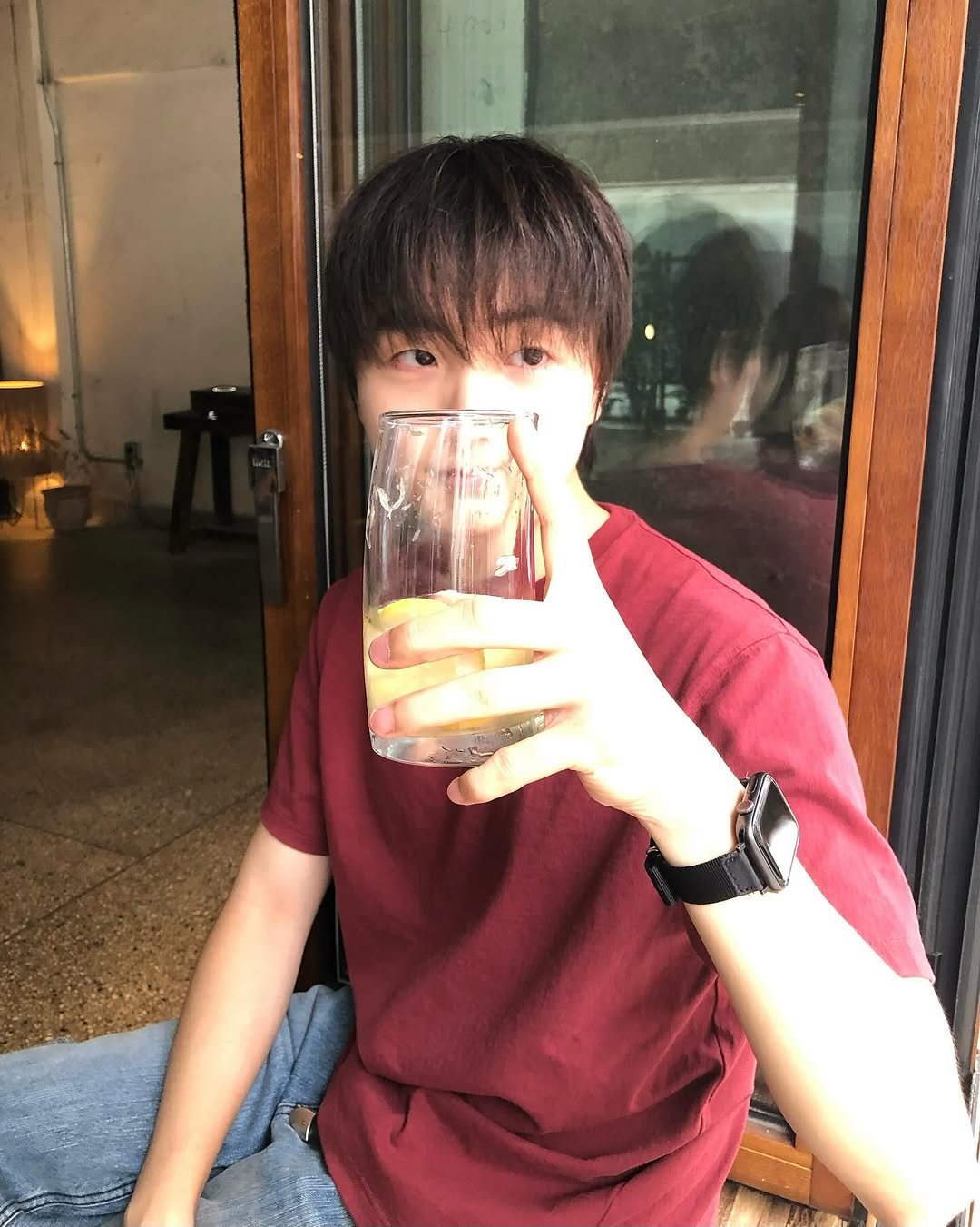 Photo shared by 정 한 on September 11, 2025 tagging @steadyeverywear, @kream.co.kr, and @fabregat_official. May be an image of 1 person, hair, beer and text.