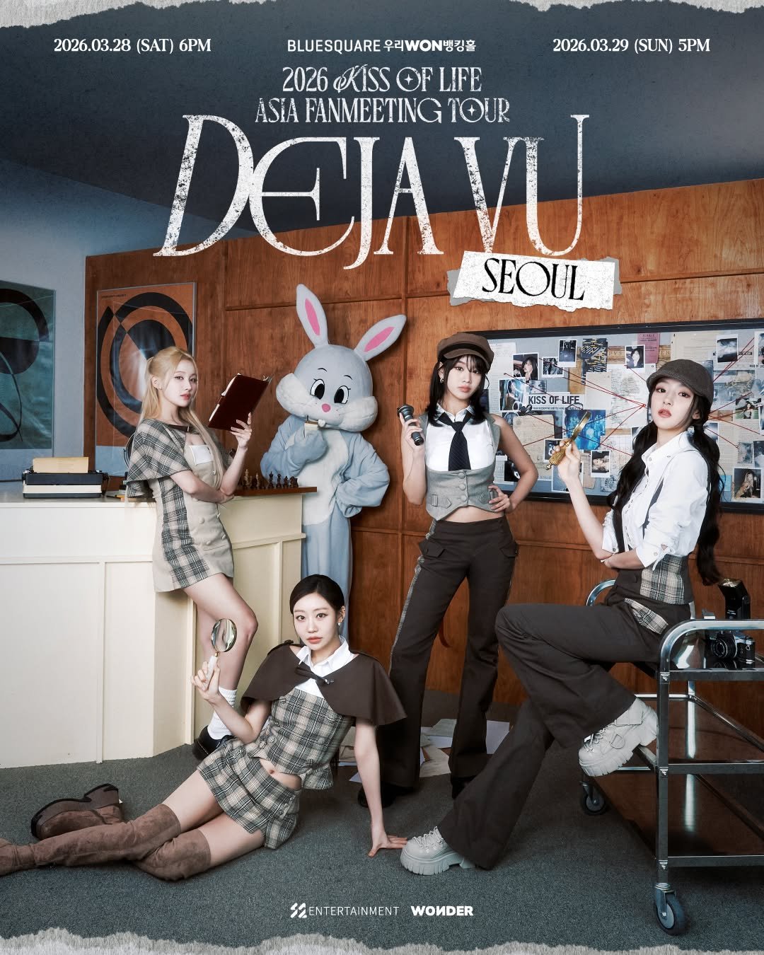 Photo by KISS OF LIFE on February 04, 2026. May be an image of poster and text that says '2026.03.28 (SAT) 6PM 2026.03.29(SUN)5PM 2026.03.29 (SUN) 5PM BLUESQUARE 우리WO.뱅깅홀 2026 KISS OF LIFE DCIAWU TOUR FANMEETING SEOUL KOSSOF-LIFE 52 SENTERTAINMENT ENTERTAINMENTWONDER WONDER'.