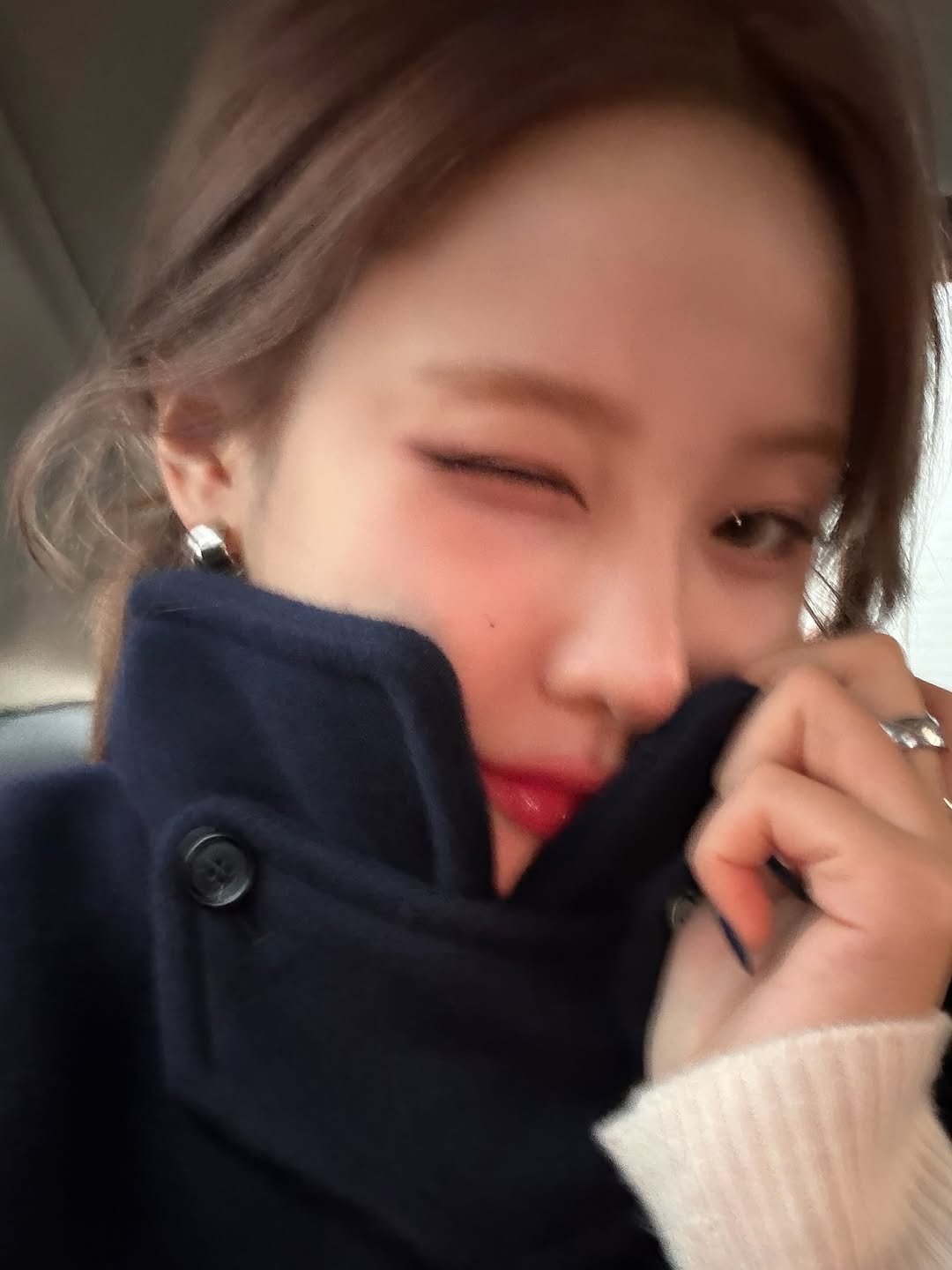 Photo by KISS OF LIFE on February 14, 2026. May be an image of one or more people, hair, duffle coat, parka, turtleneck and text.