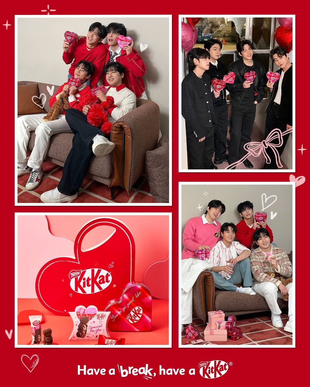 Photo by 킷캣 코리아 공식 인스타그램 on February 14, 2026. May be an image of one or more people, bangs, heart, magazine, card, poster and text.