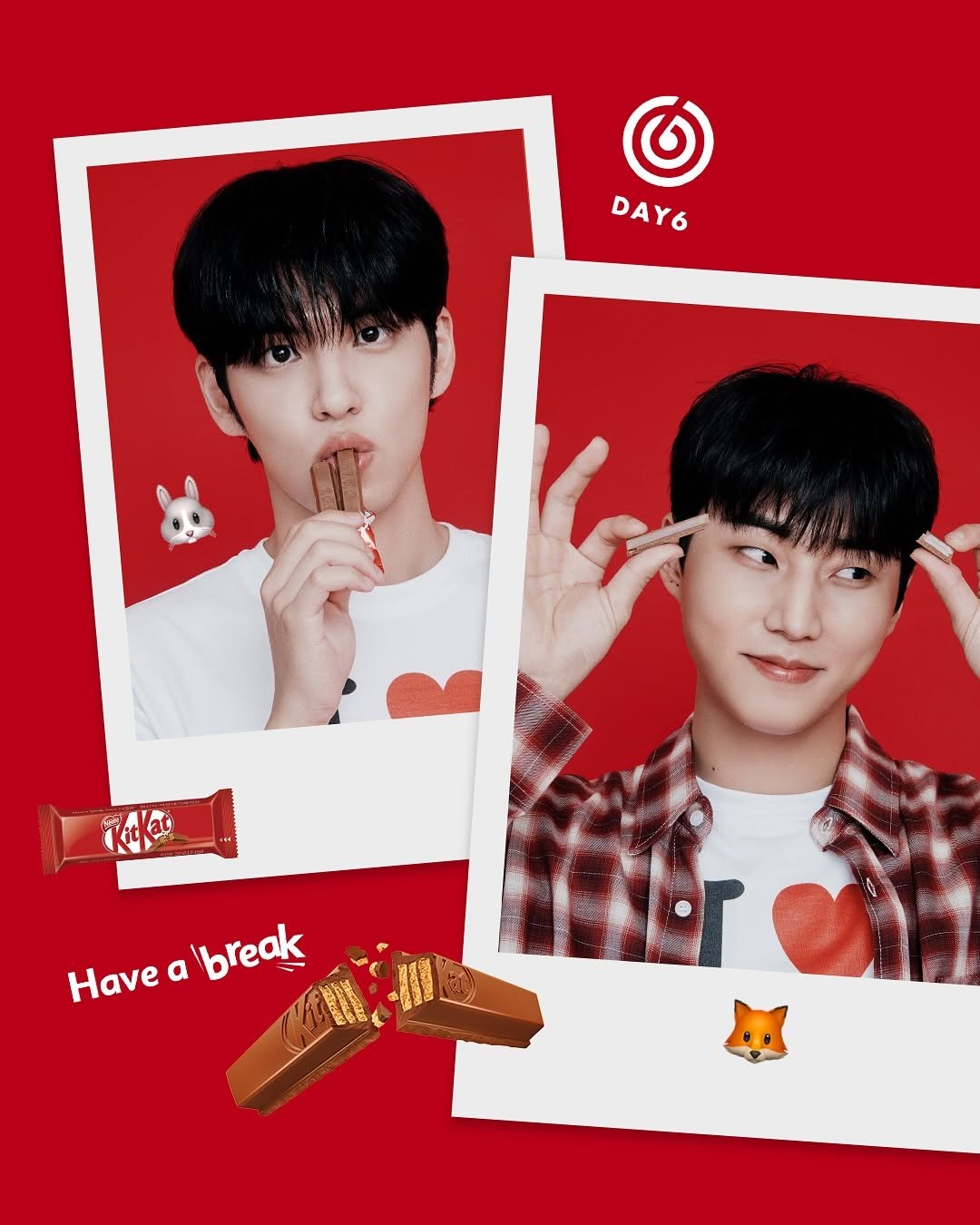 Photo by 킷캣 코리아 공식 인스타그램 on October 26, 2025. May be an image of wafer and text that says 'DAY6 Have Havealbreak a break ·'.