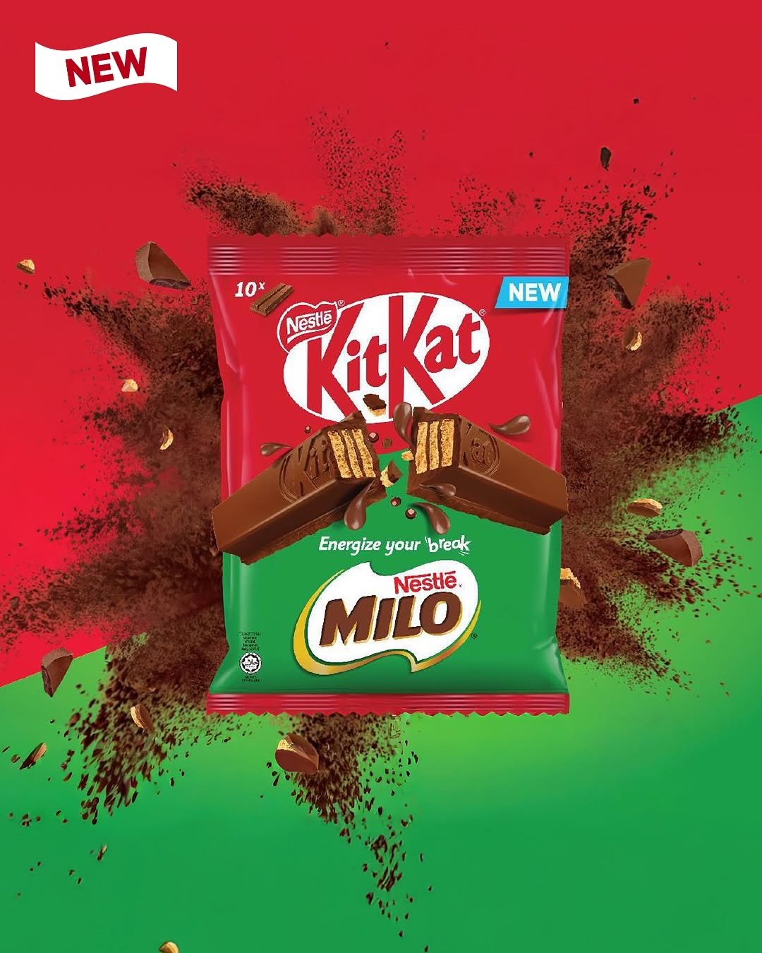 Photo by 킷캣 코리아 공식 인스타그램 on October 20, 2025. May be an image of chocolate bar, wafer and text that says 'NEW ا_رای 10x KitKat Neste NEW Energize your Energizeyour"break break Nestle. MILO'.