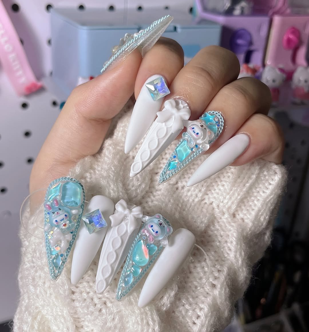 kj___nail 게시물 이미지: 다들 감기 조심🤧🩵