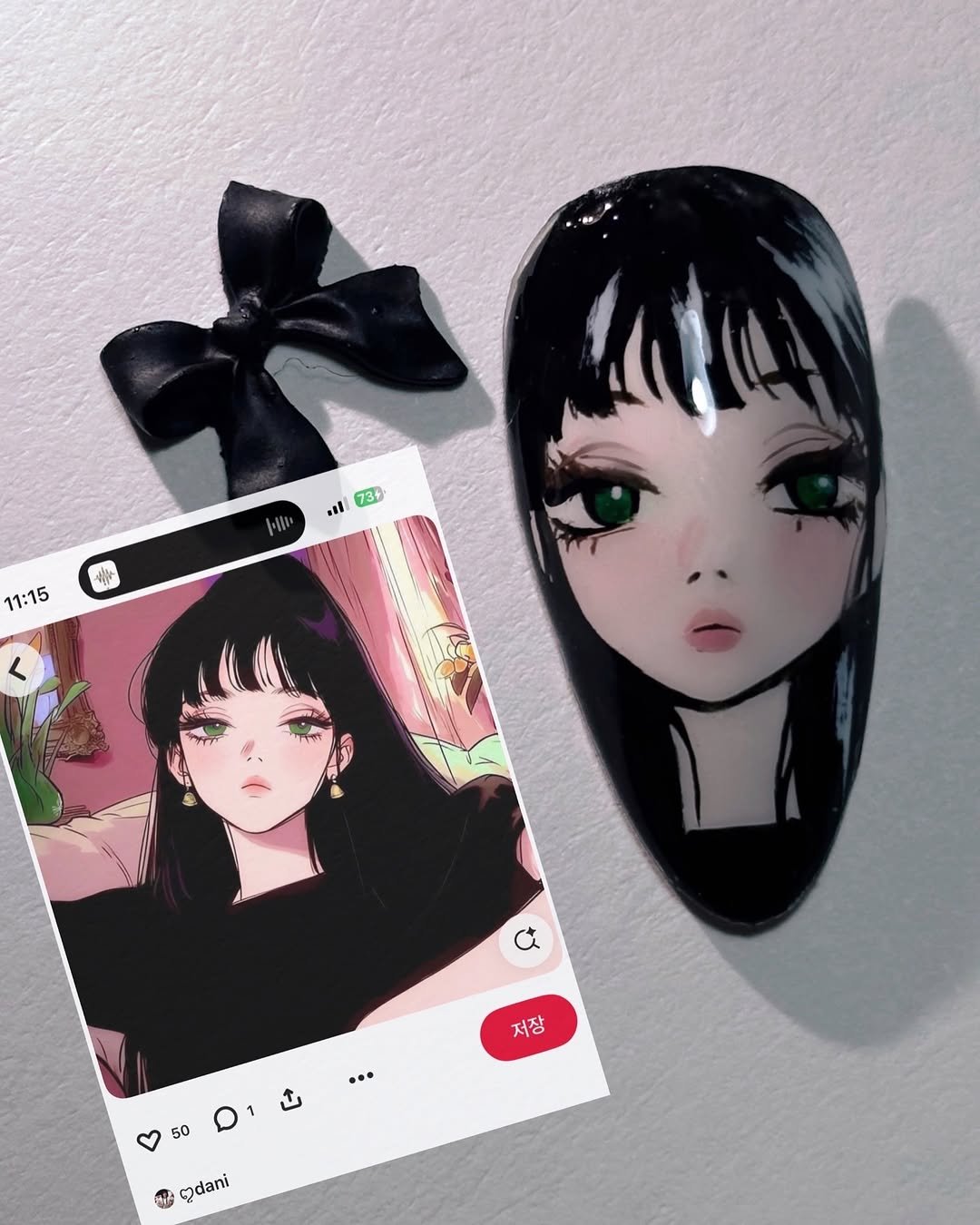 kj___nail 게시물 이미지: 오랜만에 핀터레스트 캐릭터 그려보기🖌️🎨