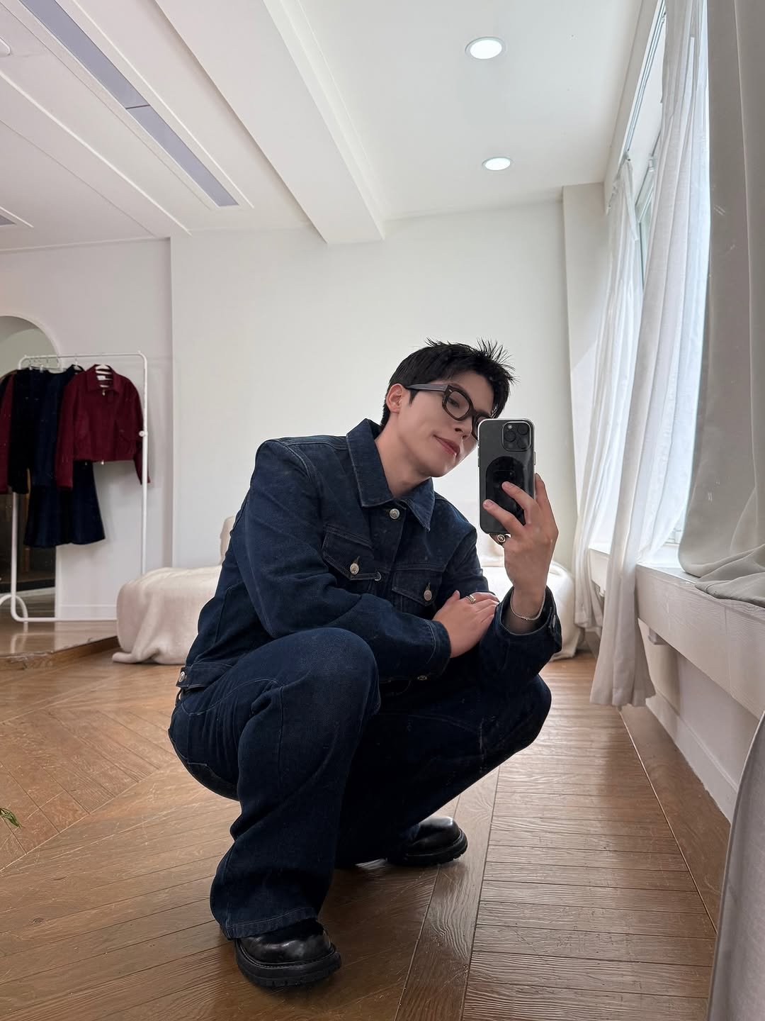 Photo shared by Daeheon Kang on October 02, 2025 tagging @kkst.official. May be a selfie of 1 person, mirror and text.