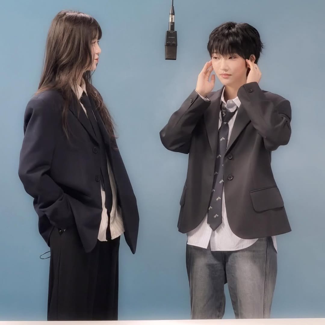 Photo shared by 구혜선 on January 28, 2026 tagging @t__song_. May be an image of one or more people, bangs, suit, blazer, top and text.