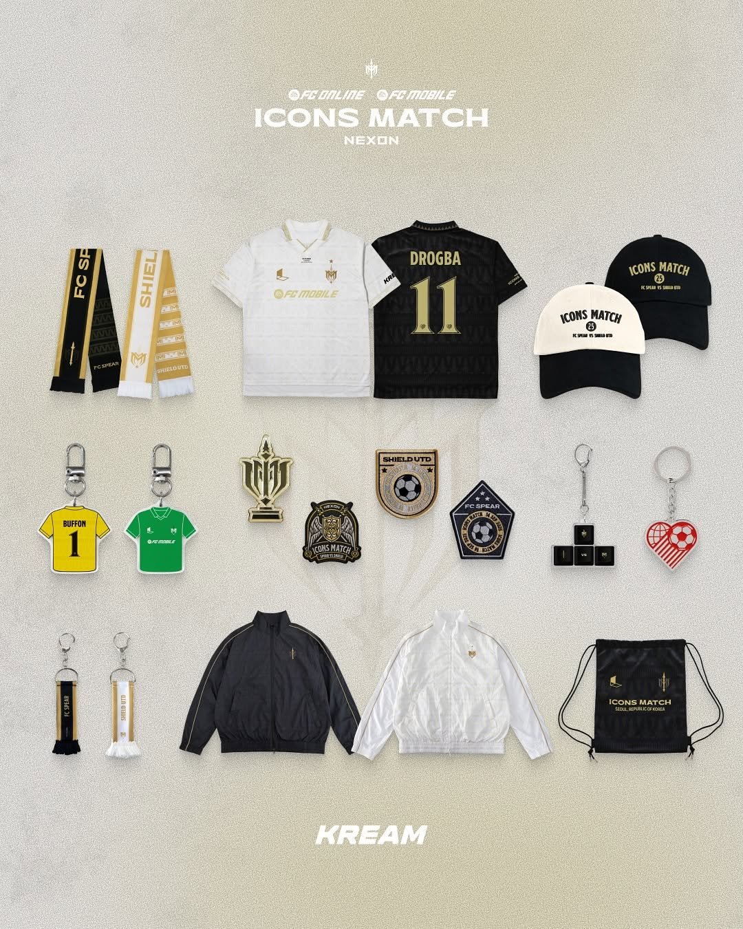 Photo shared by KREAM 크림 on August 12, 2025 tagging @shoot_for_love, and @iconsmatch_official. May be an image of soccer, sportswear, sports equipment, poster and text.