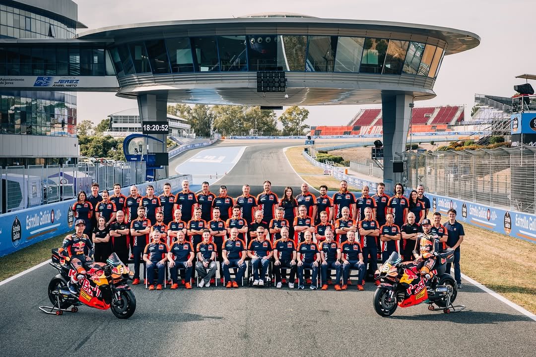 Photo shared by KTM Factory Racing on April 23, 2026 tagging @bradbinder, @polespargaro, @motogp, @37pedroacosta, @ktm_official, @motorex_powersports, @pit.beirer, and @wuerth_group. May be an image of racing vehicles, motorcycle, helmet and text.