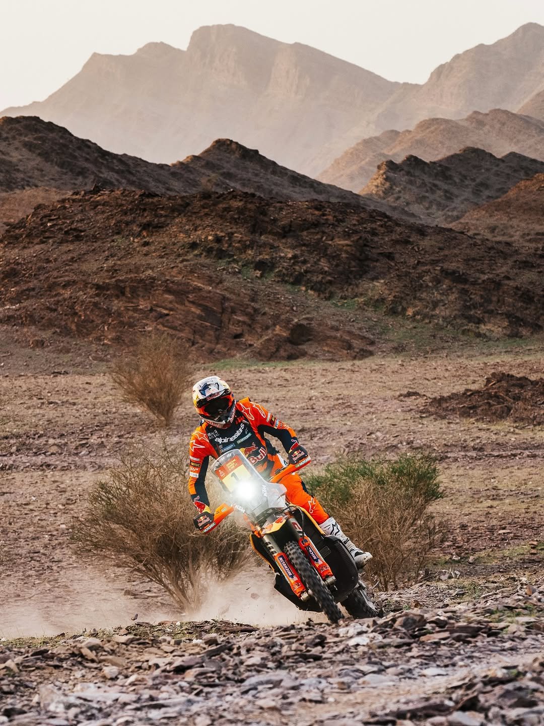Photo shared by KTM Factory Racing on January 05, 2026 tagging @dakarrally, @danielsanders_11, @ktm_official, @redbullmotorsports, @motorex_powersports, and @wp_suspension. May be an image of racing vehicles, dirt bike, motorcycle and text.