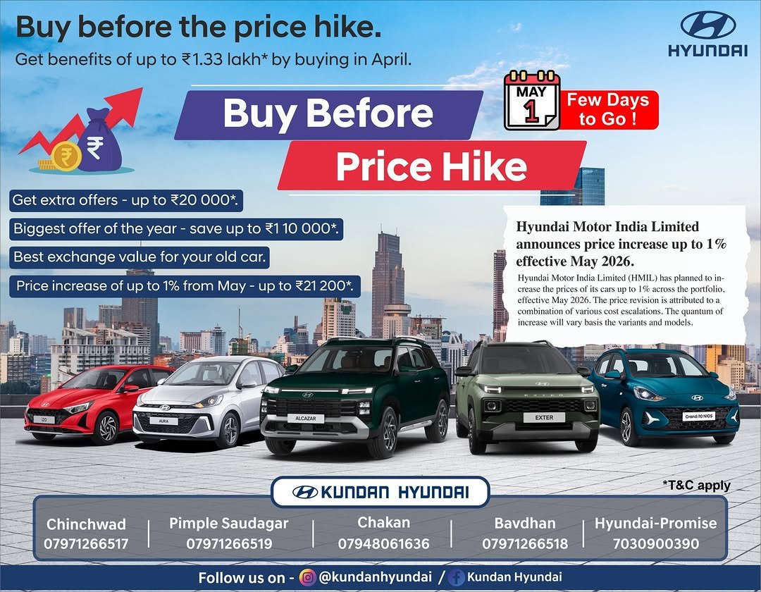 Photo by Kundan Hyundai on April 27, 2026. May be an image of minivan, sedan, outdoors and text.