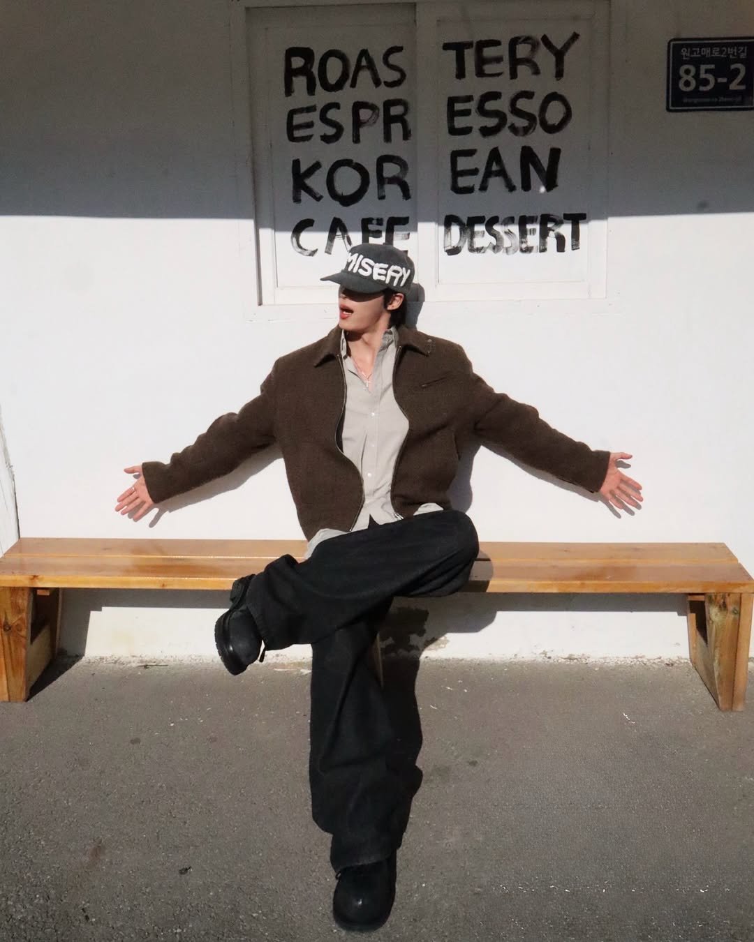 Photo by KWON STAR on February 15, 2026. May be an image of beret, sweatpants, parka and text.