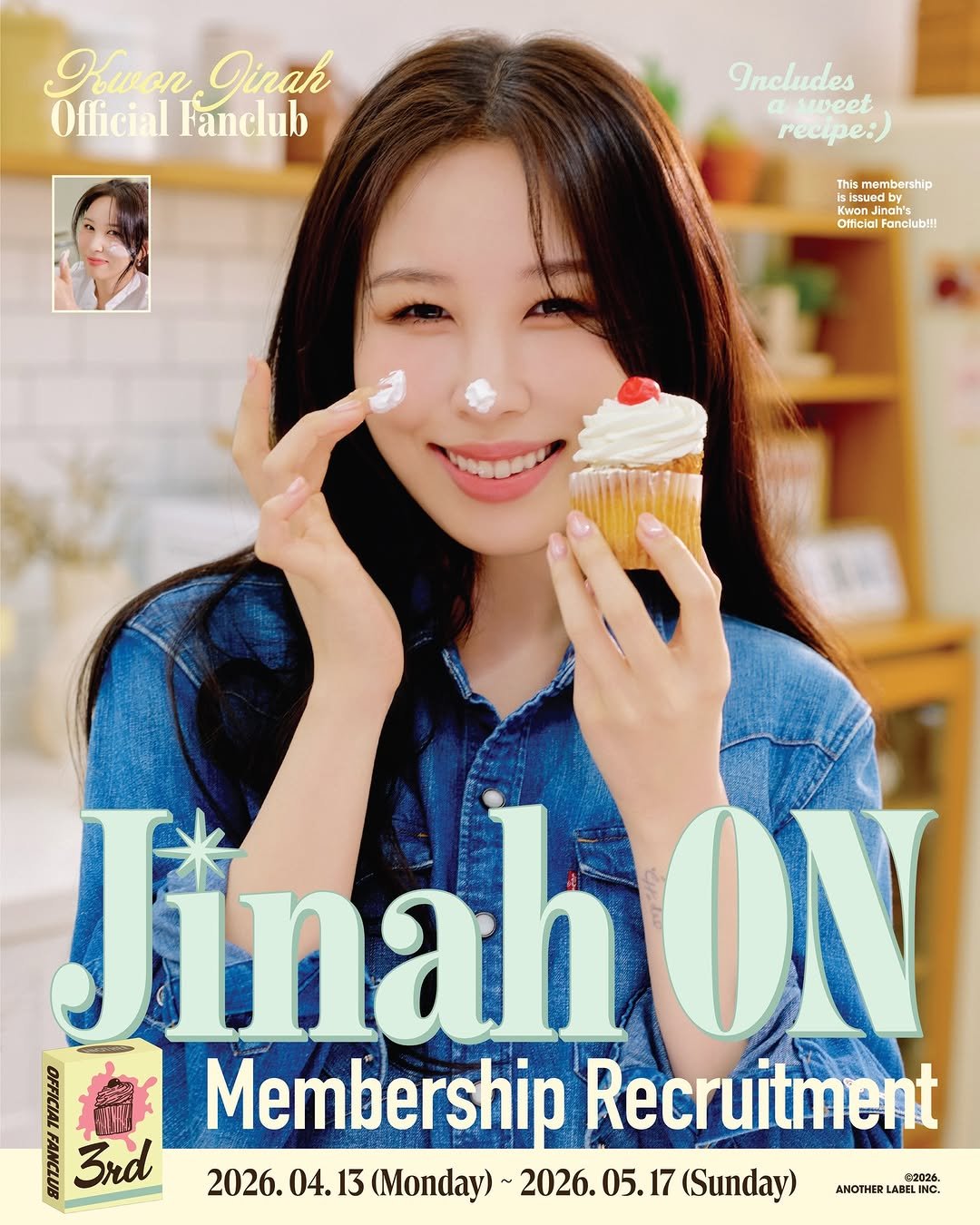 Photo shared by 권진아 Kwon Jin Ah on April 12, 2026 tagging @kwonhodoo. May be an image of one or more people, hair, poster, magazine and text that says 'Kuon K Oinah Official OficialFanclub Fanclub Includes asweet as a veet necupe:) This Mismembership nembor ership isissu issued edby wonJina Jingh's Official Official Fanelub!!! JinahON CRPE PA Pen 3nd 福 Membership Recruitment 2026. 04. 13 (Monday)~ 2026. 05 05.17 17 (Sunday) 00026 ATHE LABEL ANOTHERLADELINC. INC.'.