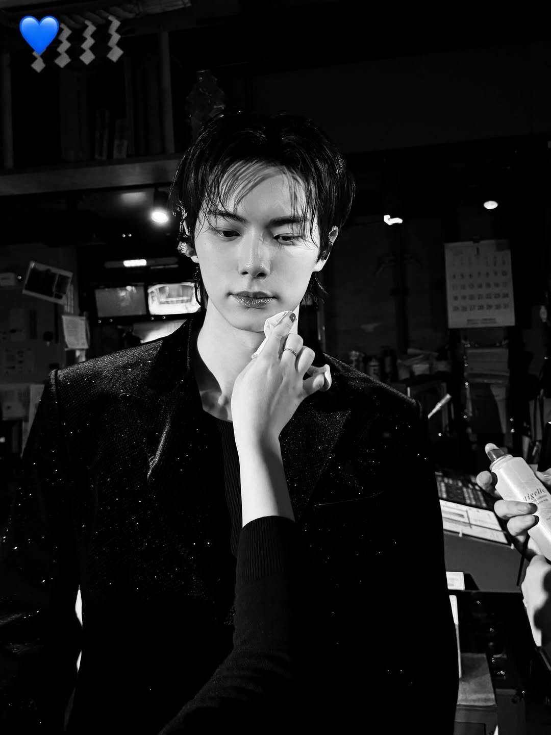 Photo by 이채민 Lee Chae Min 李彩玟 on February 06, 2026. May be a black-and-white image of one or more people, bolo tie and text.