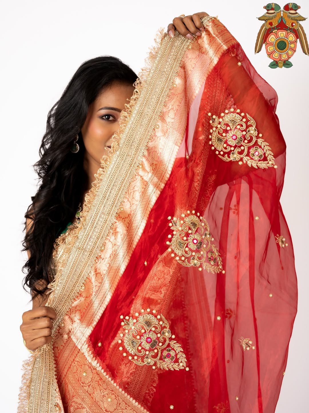 Photo by Sundaridesigns in Label Sundaridesigns. May be an image of shawl, net and text.