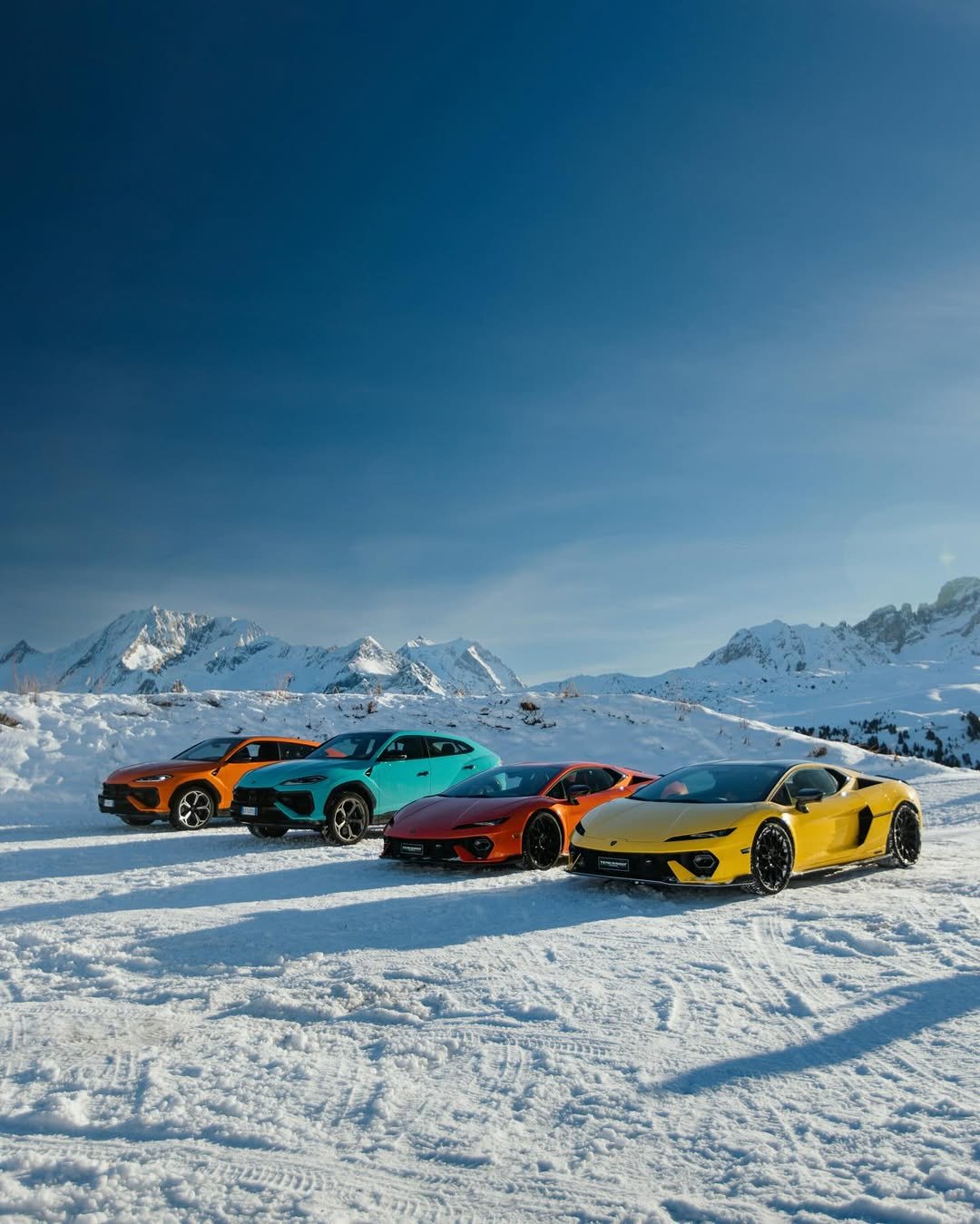 Photo by Lamborghini on December 17, 2025. May be an image of wheel, race car, road, snow and text.