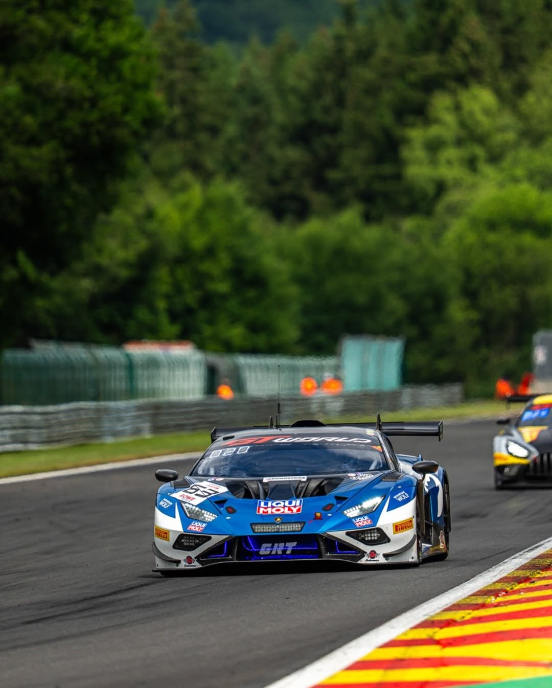 Photo shared by Lamborghini Squadra Corse on December 18, 2025 tagging @mirkobortolotti, @jordanpepper, @luca_engstler, and @grasserracingteam. May be an image of racing vehicles, race car and text.