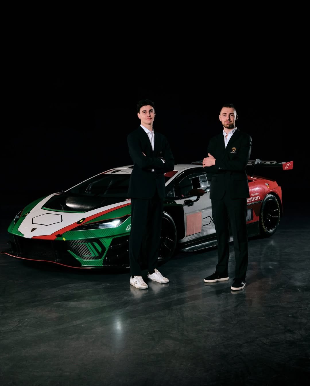 Photo shared by Lamborghini Squadra Corse on February 09, 2026 tagging @maximilianpaul_, and @mattia.michelotto. May be an image of racing vehicles, race car, wheel and text that says 'astron'.