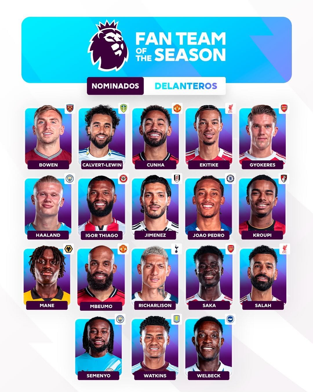 lapremierleague 게시물 이미지: ⏩ Todos los jugadores nominados al Equipo de...