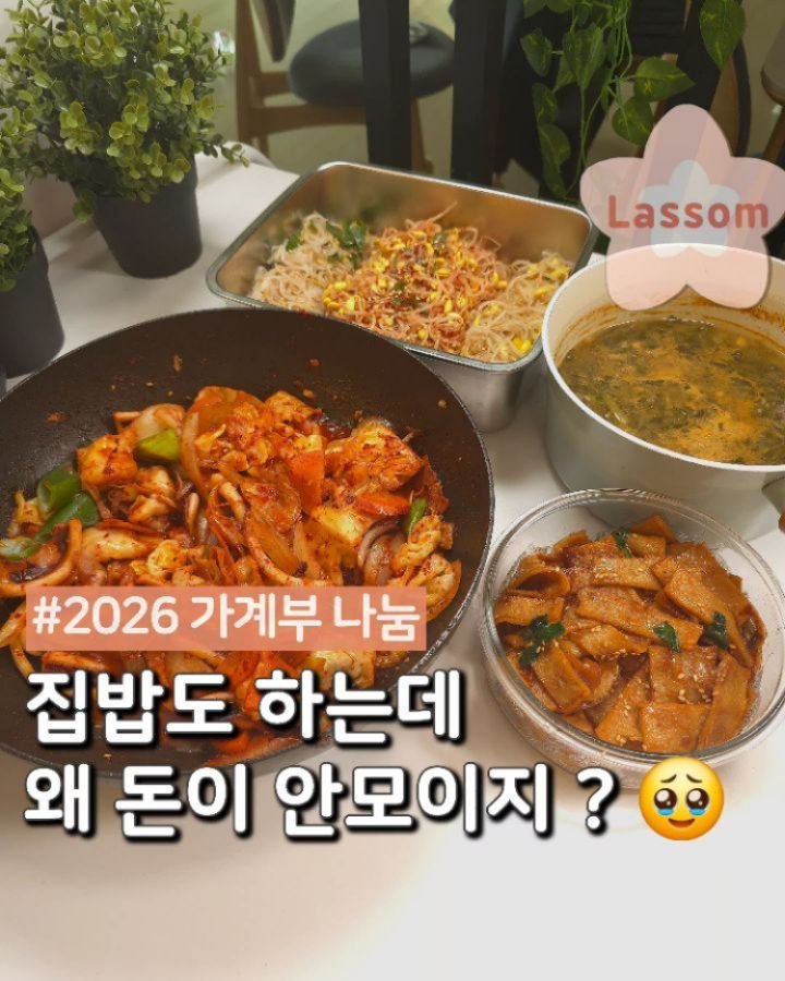 lassom_kr 게시물 이미지: [볼륨 UP📢] [가계부 받으세요🙇‍♀️] 집밥 하느라 힘든데
용돈 정도는...