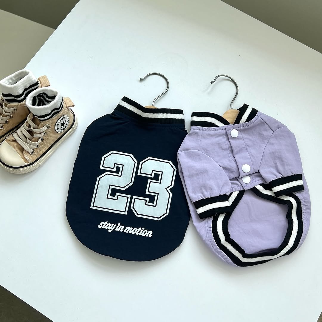 Photo by 앤헤일리 • 강아지옷 on September 29, 2025. May be an image of baby shoes, clothes hanger and text that says '23 stay stayinmotion in motion'.