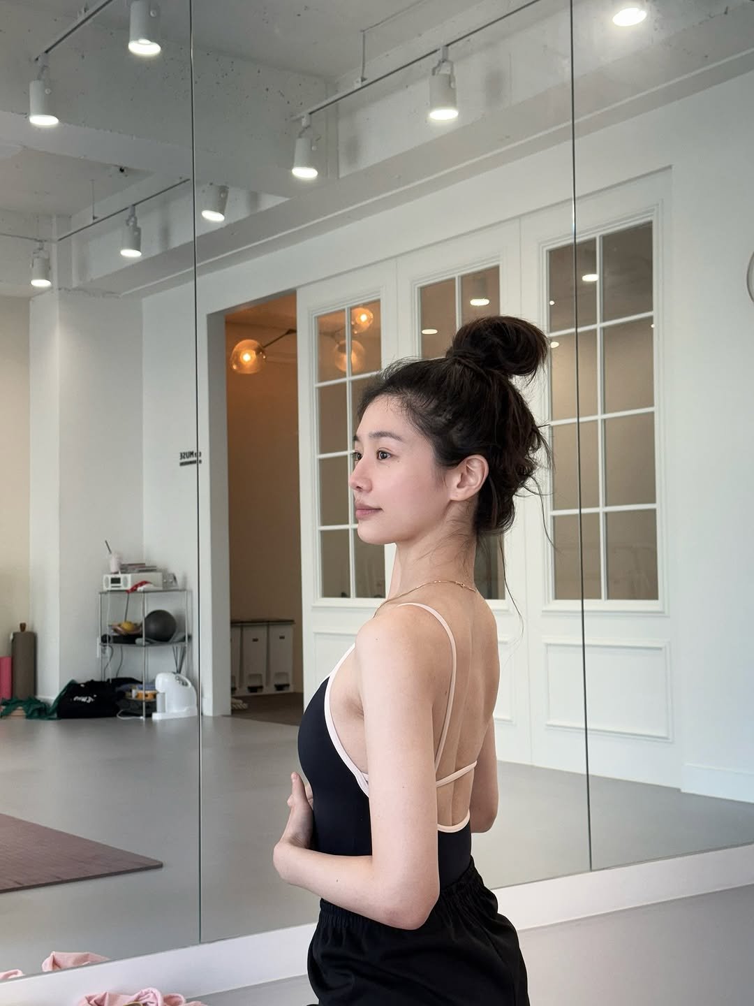 Photo by 박규영 on September 18, 2025. May be an image of 1 person, practicing yoga, dancing, activewear and text.