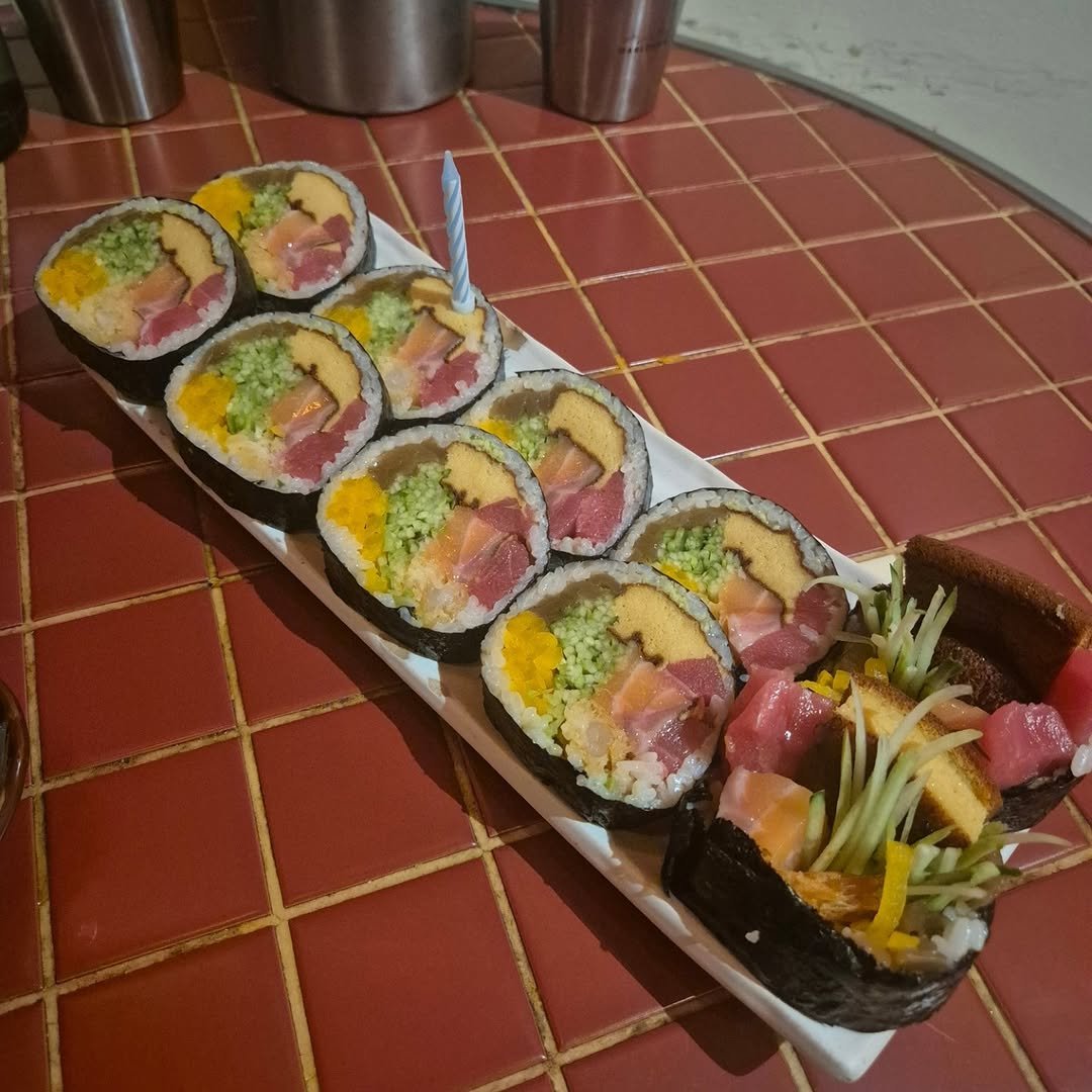 Photo by Huikyeong Lee on March 26, 2026. May be an image of sashimi, sushi, tuna and text.