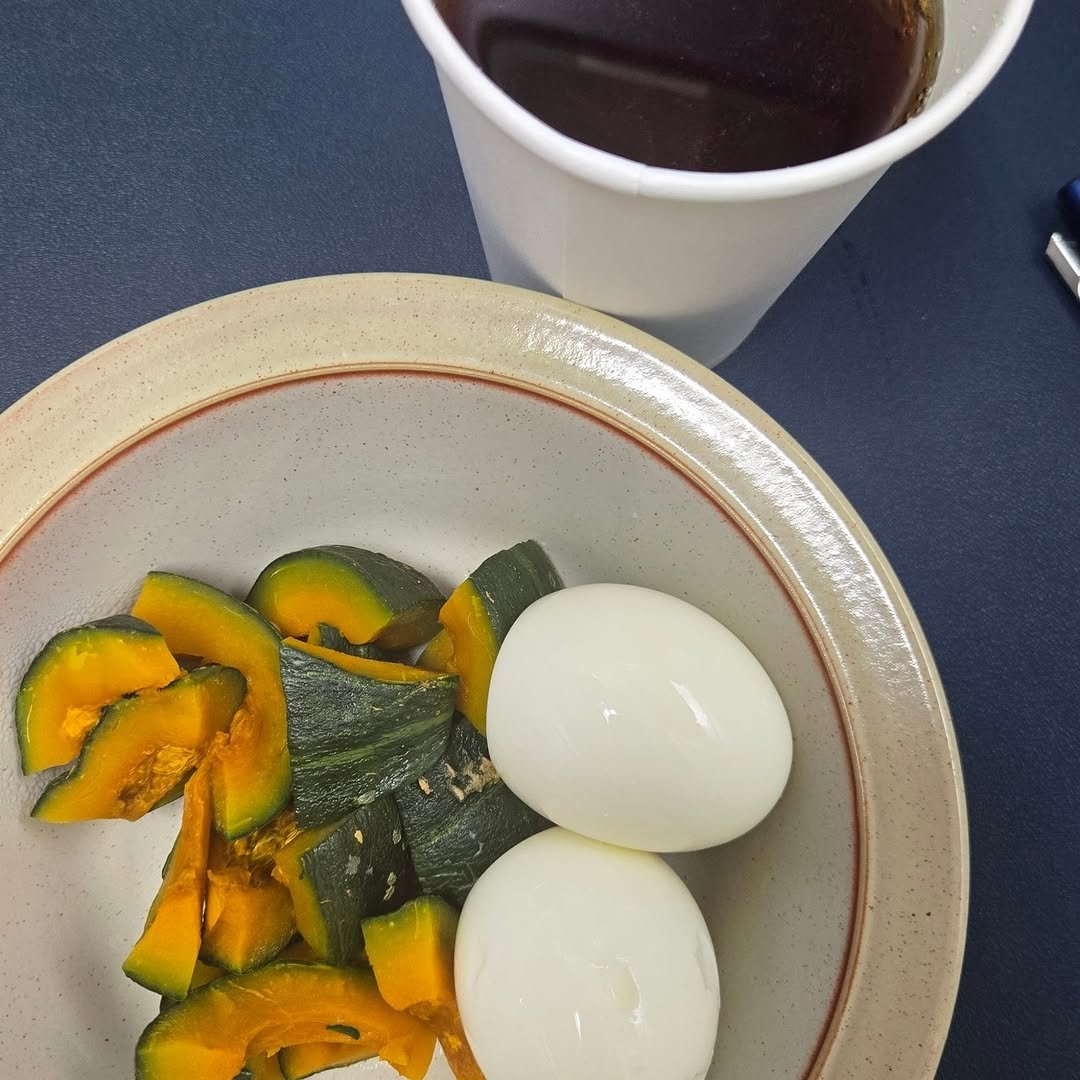 Photo shared by Huikyeong Lee on September 28, 2025 tagging @horus1950. May be an image of poached egg, boiled egg, zucchini and text.