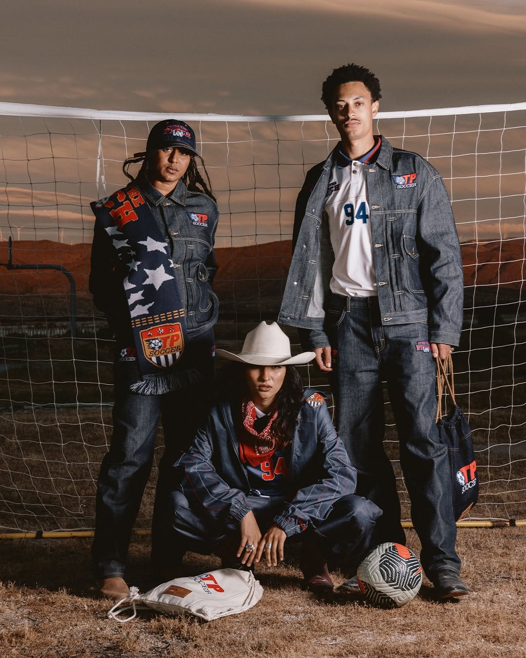 Photo shared by Lee Jeans KOREA on April 27, 2026 tagging @over_the_pitch. May be an image of bolo tie, bandanna and text.