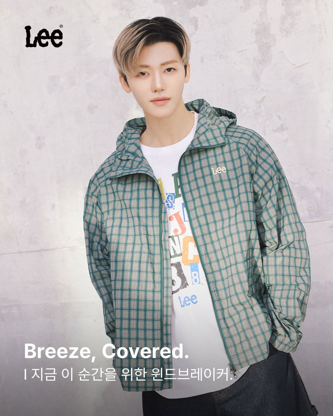 Photo by Lee Jeans KOREA on April 23, 2026. May be an image of ‎parka, top and ‎text that says '‎Lee Lee C فعت ي F2 10 lee Breeze, Covered. |지금 이 순간을 위한 윈드브레이커:.‎'‎‎.