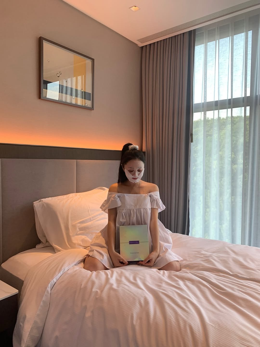 Photo shared by 이유데이 on August 12, 2025 tagging @yoobohwa, and @leeyooday. May be an image of 1 person, child, sleepwear, headboard, tablet, bed, bedroom and text.