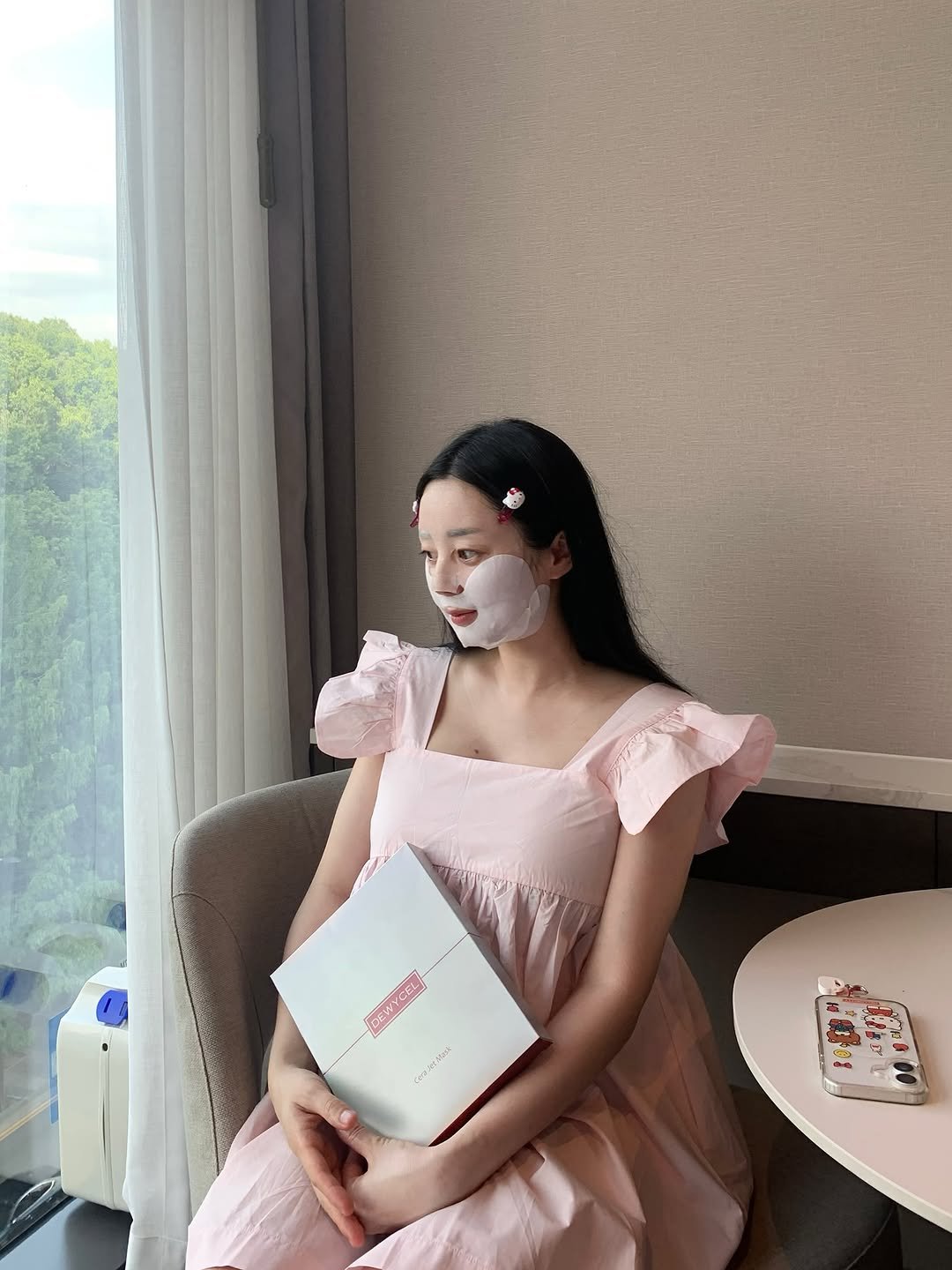 Photo shared by 이유데이 on August 12, 2025 tagging @yoobohwa, and @leeyooday. May be an image of 1 person, makeup, hair, sleepwear, dress and text.