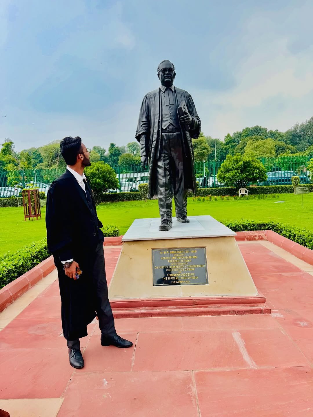Photo by Advocate Umar Ali in Supreme Court of India. May be an image of standing, the Vietnam Veterans Memorial, park, statue and text.